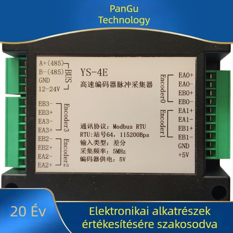 Pangu 4-csatornás, nagysebességű enkóder impulzusgyűjtő eszköz, RS-485 Modbus RTU, 5 MHz differenciális bemenet