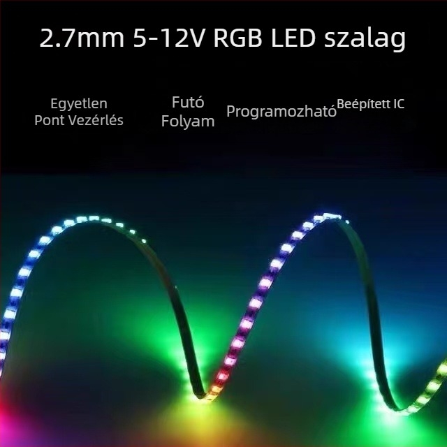 RGB Dream Color LED-szalag autó belső világításhoz, ultra vékony, 2.7 mm/4 mm szélesség, 5V