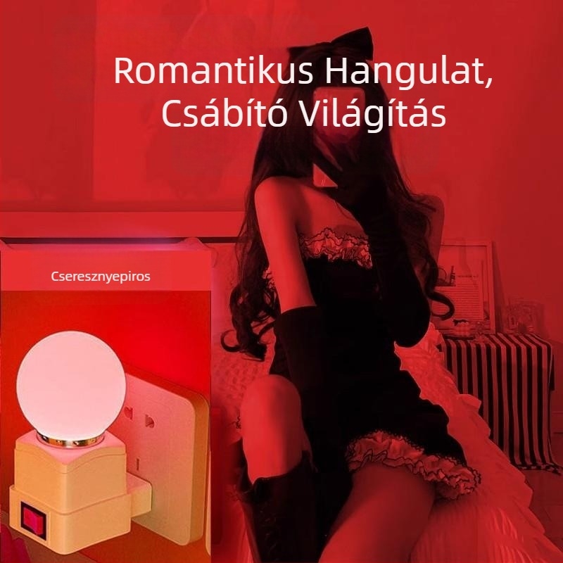 Romantikus rózsaszín hangulatlámpa hálószobába, dugaszolható éjszakai fény pároknak