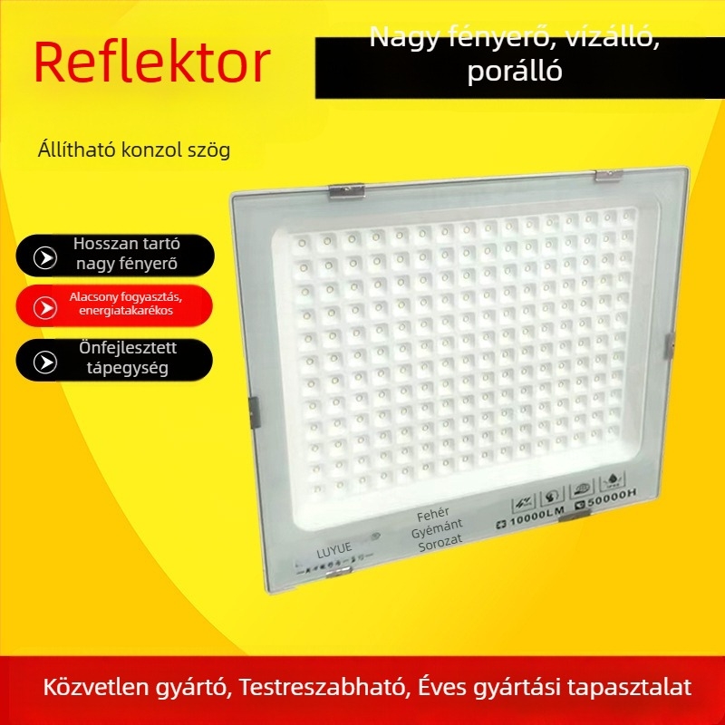 LED vízálló reflektor, szuper fényes, kültéri használatra építkezéseken és gyárakban
