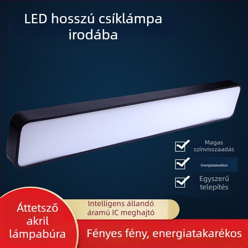 Irodai hosszú LED-szalag függesztett lámpa, alumíniumcsatornás mennyezeti világítás, kereskedelmi célú, nagy fényerő