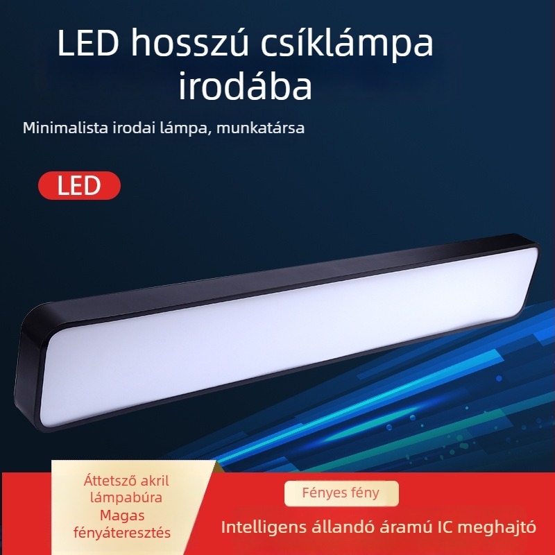 Irodai hosszú LED-szalag függesztett lámpa, alumíniumcsatornás mennyezeti világítás, kereskedelmi célú, nagy fényerő