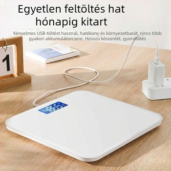 Újragondolt otthoni elektronikus mérleg, pontos, kompakt és nagy precizitású, újratölthető testzsír- és testsúlymérő