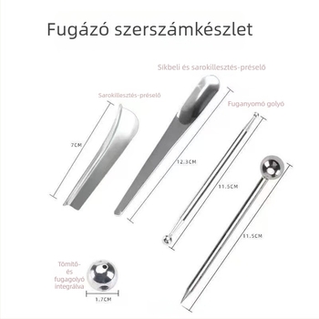 Rozsdamentes acélból készült csempe fugázó eszközök, 5 részes készlet, sarokcsatlakozó készlettel