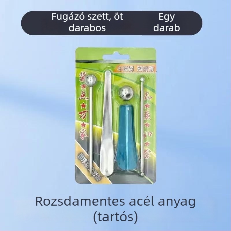 Rozsdamentes acélból készült csempe fugázó eszközök, 5 részes készlet, sarokcsatlakozó készlettel