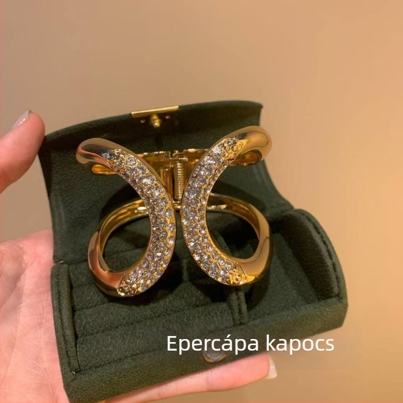Női széles karkötő geometriai csillagokkal és strasszokkal, retro stílusú ékszer