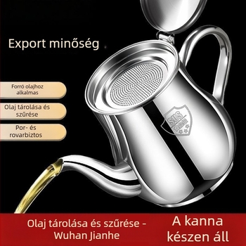 Rozsdamentes acél olajtöltő szűrővel, szivárgásmentes konyhai üveg olajhoz és ecethez, élelmiszer-minőségű