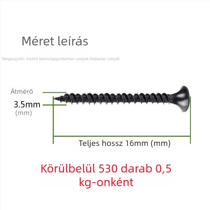 M3.5-ös szárazfal-öncsavaró csavar, kereszthajtású fej, nagy szilárdságú, gipszkartonhoz