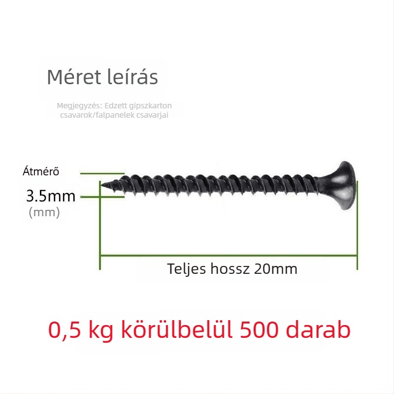 M3.5-ös szárazfal-öncsavaró csavar, kereszthajtású fej, nagy szilárdságú, gipszkartonhoz