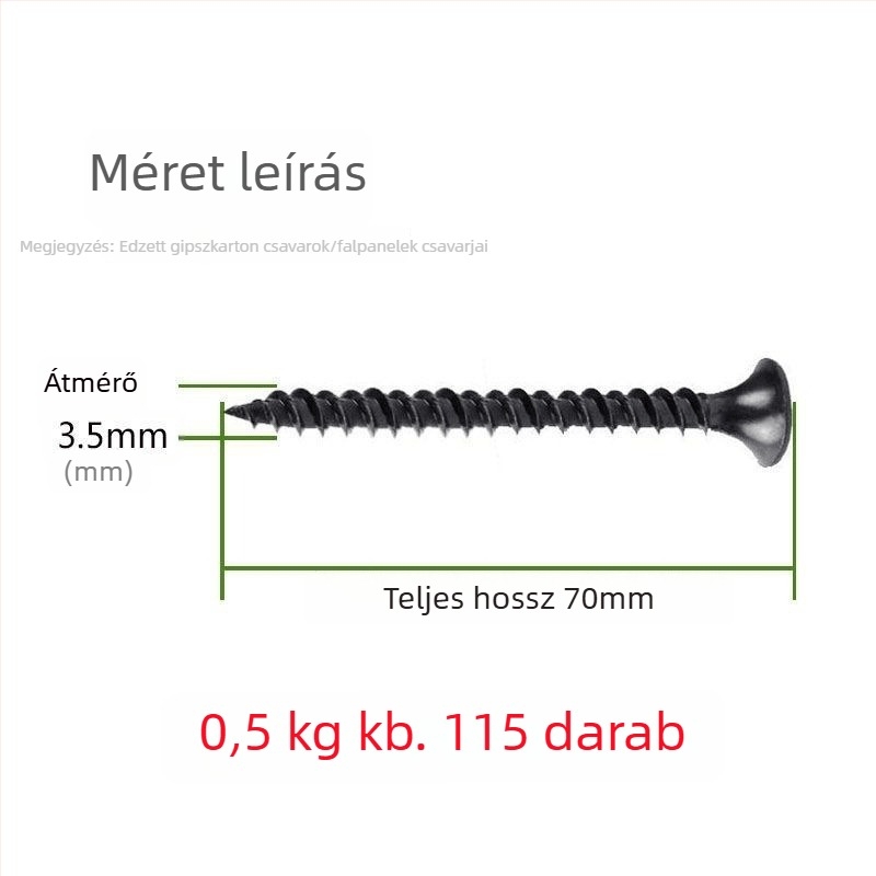 M3.5-ös szárazfal-öncsavaró csavar, kereszthajtású fej, nagy szilárdságú, gipszkartonhoz