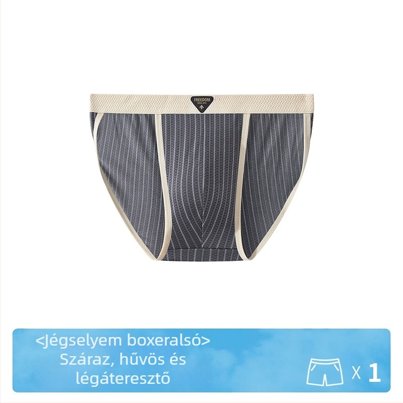 Férfi antibakteriális csíkos ice silk alsónadrág
