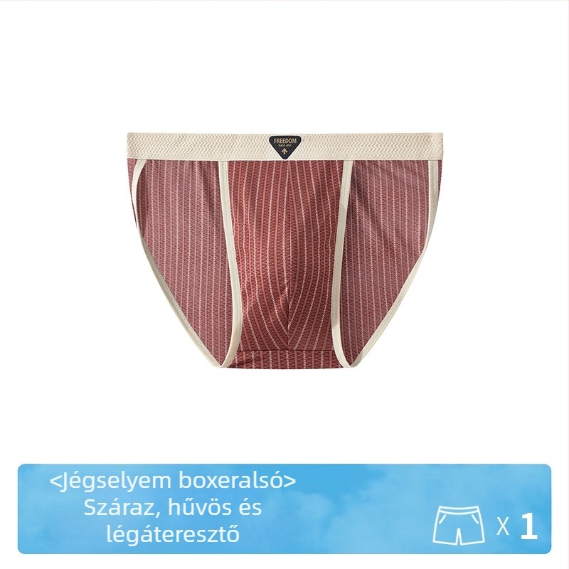 Férfi antibakteriális csíkos ice silk alsónadrág