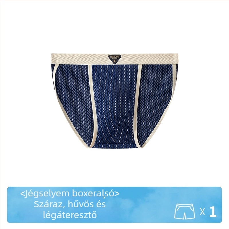 Férfi antibakteriális csíkos ice silk alsónadrág