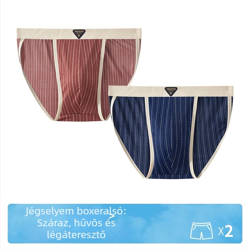 Férfi antibakteriális csíkos ice silk alsónadrág