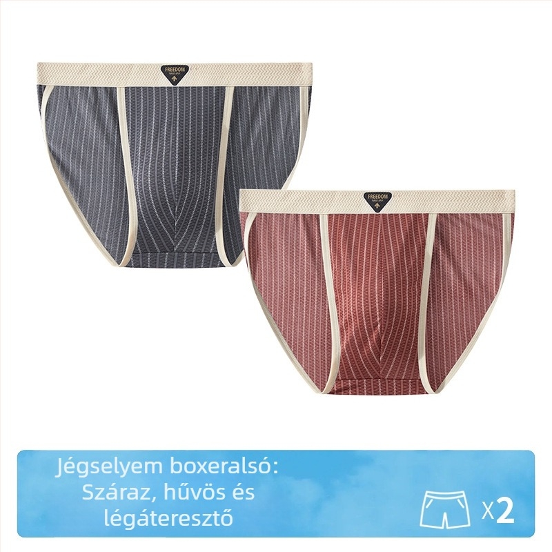 Férfi antibakteriális csíkos ice silk alsónadrág
