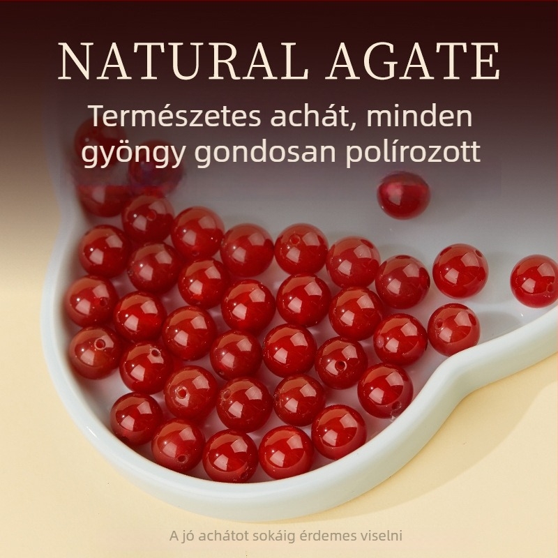 Természetes piros achát gömbgyöngyök, 8 mm, DIY ékszerkészítéshez