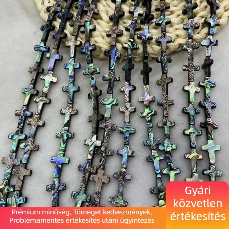 Természetes abalone kagylóhéj kereszt alakú gyöngy, 8 mm, DIY ékszer alkatrészek