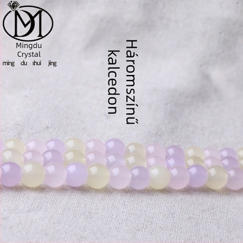 Mingdu Crystal háromszínű chalcedon gyöngyök DIY ékszerkészítéshez, 6 mm, barokk kerekek