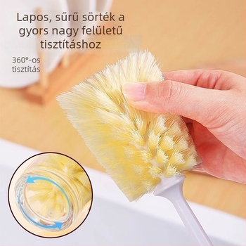 Hosszú nyelű pohárkefe, sűrű sörtékkel a nehezen hozzáférhető felületek tisztítására