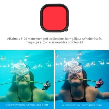 GoPro Hero9–13 vízálló ház antifog szűrővel — merüléshez és szörfözéshez tartozékok