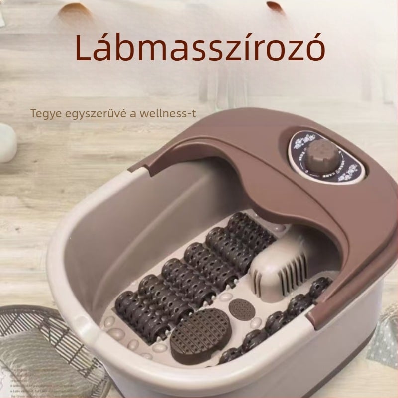 Teljesen automata lábfürdőmedence fűtéssel és masszázzsal, állandó hőmérséklet, infravörös sterilizálás és habmasszázs, 3-8 literes kapacitás, 20-30 cm mély belső rész, mozgó görgők