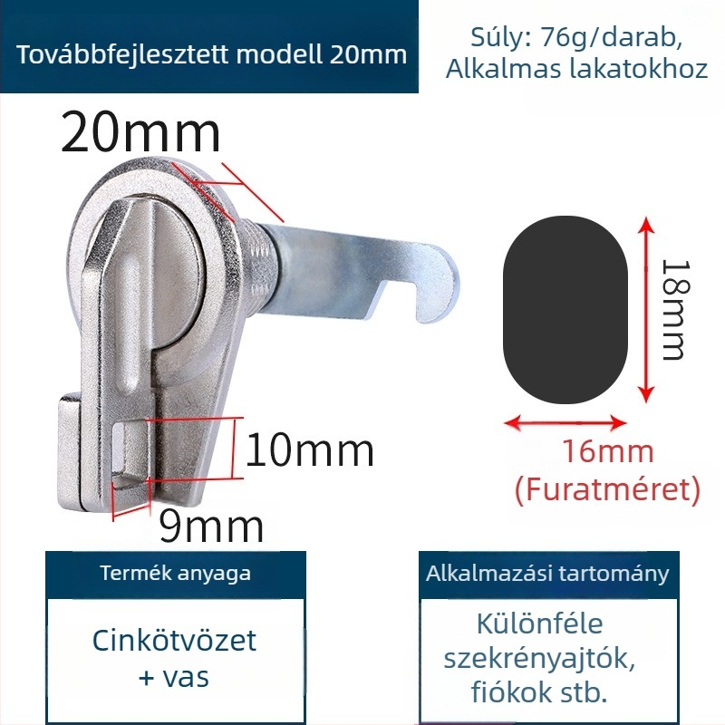 Zhan Han WT-744 Szekrényajtó zár – Mechanikus zár fa- és alumínium szekrényekhez