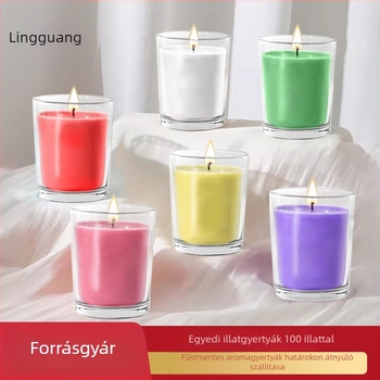 Szójagyertya aromaterápiás gyertya színes üvegpohárban, romantikus otthonra, kiváló minőségű ajándék