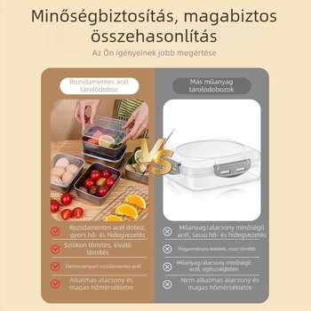 Élelmiszer-minőségű rozsdamentes acél tároló doboz, négyszögletes tál étel bemutatásához, piknik doboz, többfunkciós tál