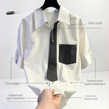 Nyári új trend férfi rövid ujjú ing, minimalist stílus, 2026