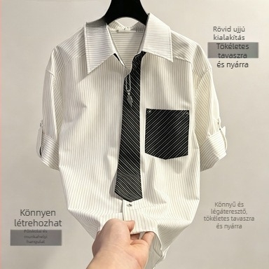 Nyári új trend férfi rövid ujjú ing, minimalist stílus, 2026