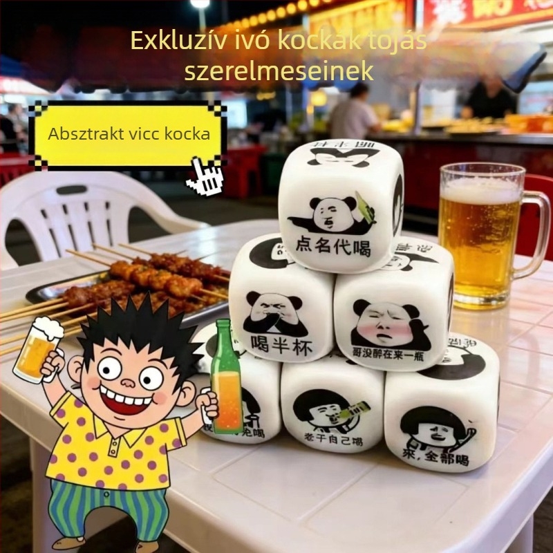 Emoji-kockák italos játékhoz – Vicces arckifejezésekkel boros pohárhoz