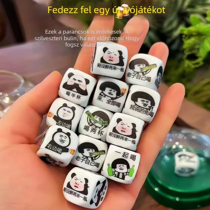 Emoji-kockák italos játékhoz – Vicces arckifejezésekkel boros pohárhoz