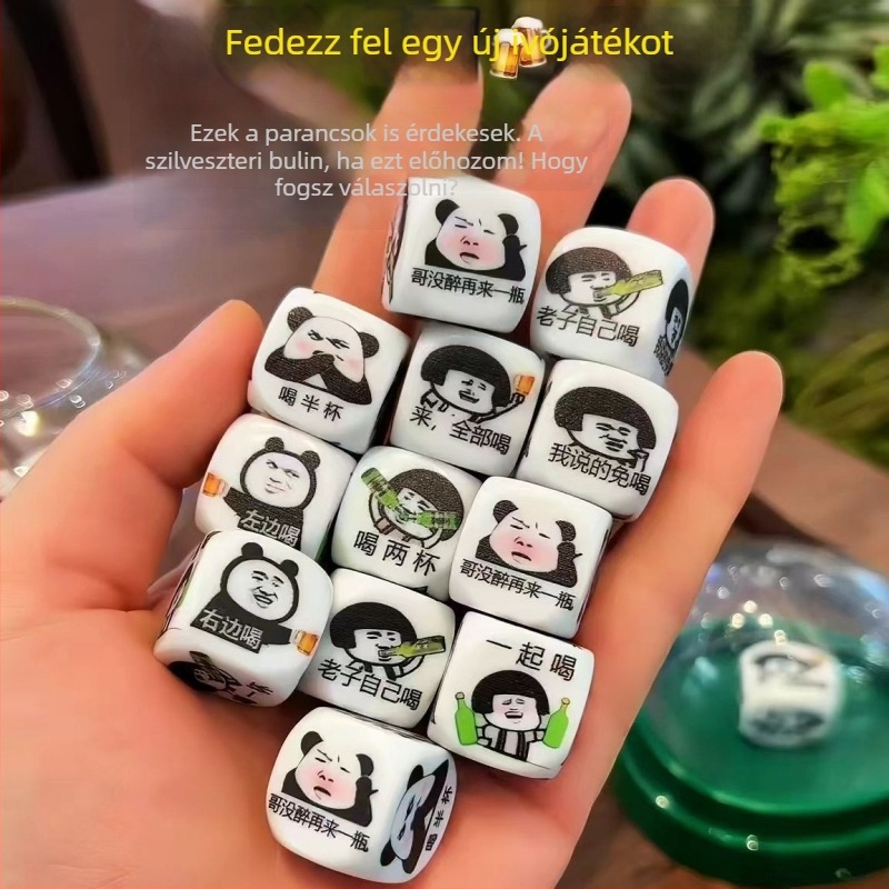 Emoji-kockák italos játékhoz – Vicces arckifejezésekkel boros pohárhoz