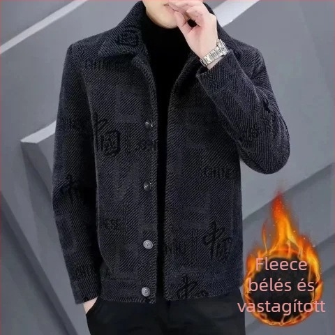 Férfi téli gyapjúkabát fleece béléssel