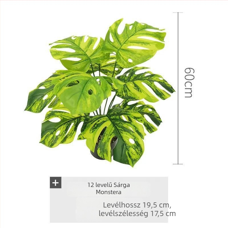Mű Monstera levél falidísz – zöld műanyag levelek