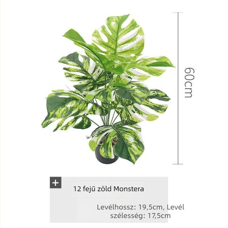 Mű Monstera levél falidísz – zöld műanyag levelek
