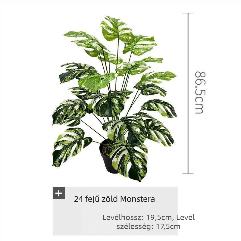 Mű Monstera levél falidísz – zöld műanyag levelek