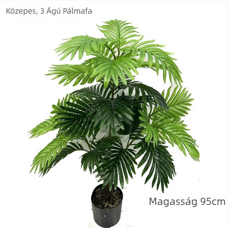 Műanyag turtle leaf pálma bonsai, 66 cm, beltéri dísznövény