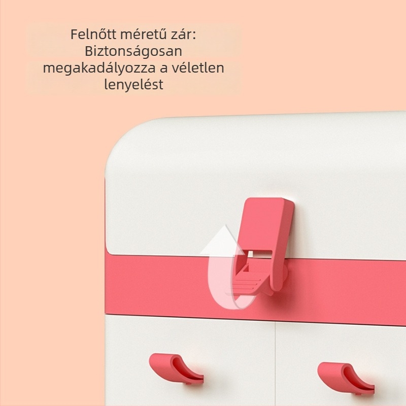 Nagy hordozható babápolási tárolódoboz, porvédett, ideális babafelszerelések és gyógyszerek tárolására