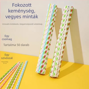 Biológiailag lebomló csíkos papírszívó, hosszított hosszúságú, egyszer használatos, 6×350 mm