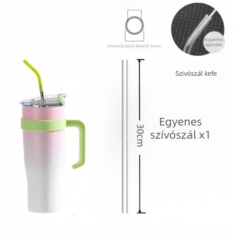 30 cm hosszú átlátszó hőálló üveg szívócső, kompatibil Stanley Ice Cup-kal, élelmiszer-minőségű, egyenes és görbült