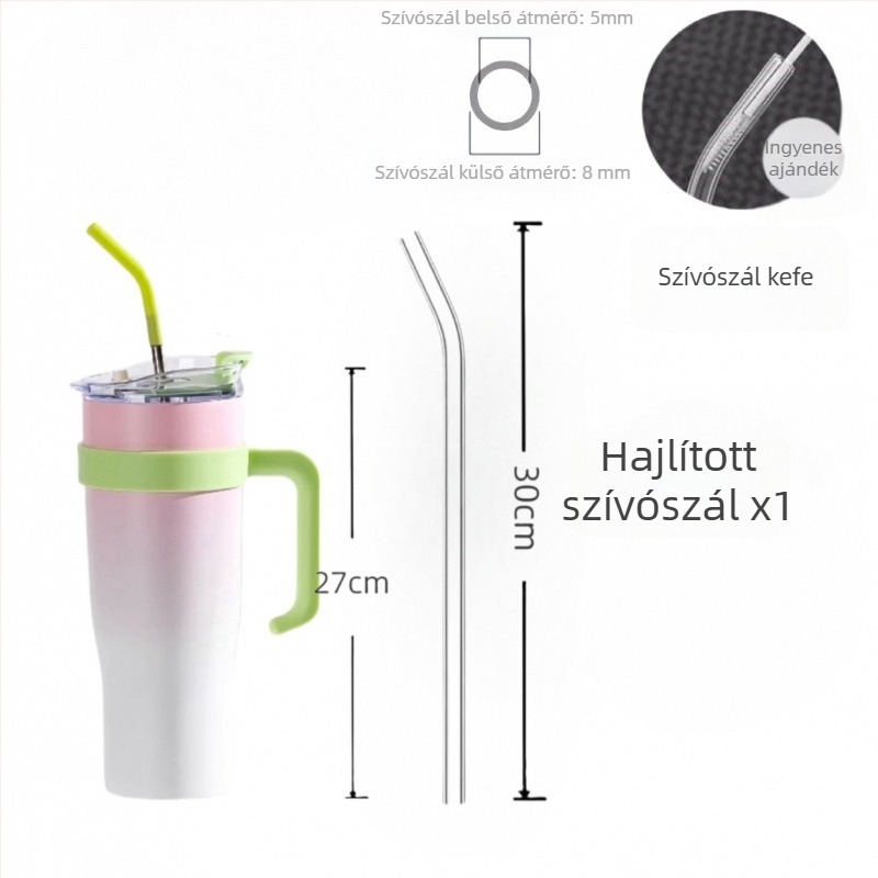 30 cm hosszú átlátszó hőálló üveg szívócső, kompatibil Stanley Ice Cup-kal, élelmiszer-minőségű, egyenes és görbült
