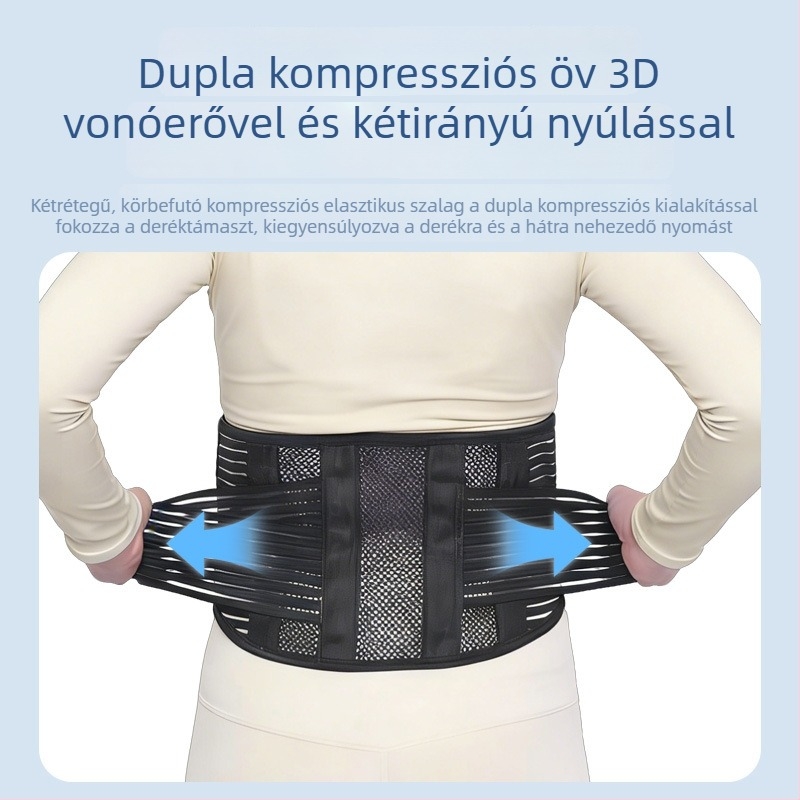 Deréktámasz öv acéllemez-támasztó, nyáron lélegző, hasi támogatás, uniszex