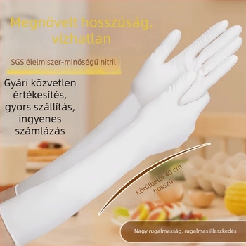Extrahosszú egyszer használatos nitril kesztyűk, 16 hüvelyk, élelmiszer‑biztonsági, megvastagodott, konyhai mosogatáshoz, vízálló