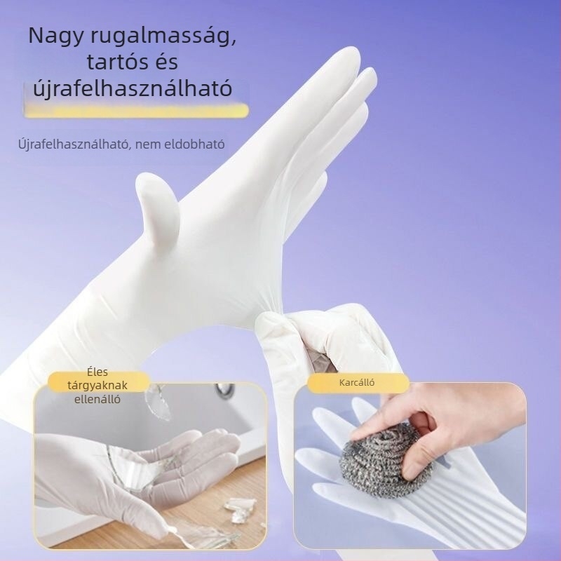 Extrahosszú egyszer használatos nitril kesztyűk, 16 hüvelyk, élelmiszer‑biztonsági, megvastagodott, konyhai mosogatáshoz, vízálló
