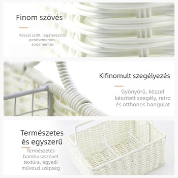 Rattan fonott rekeszes konyhai tárolókosár