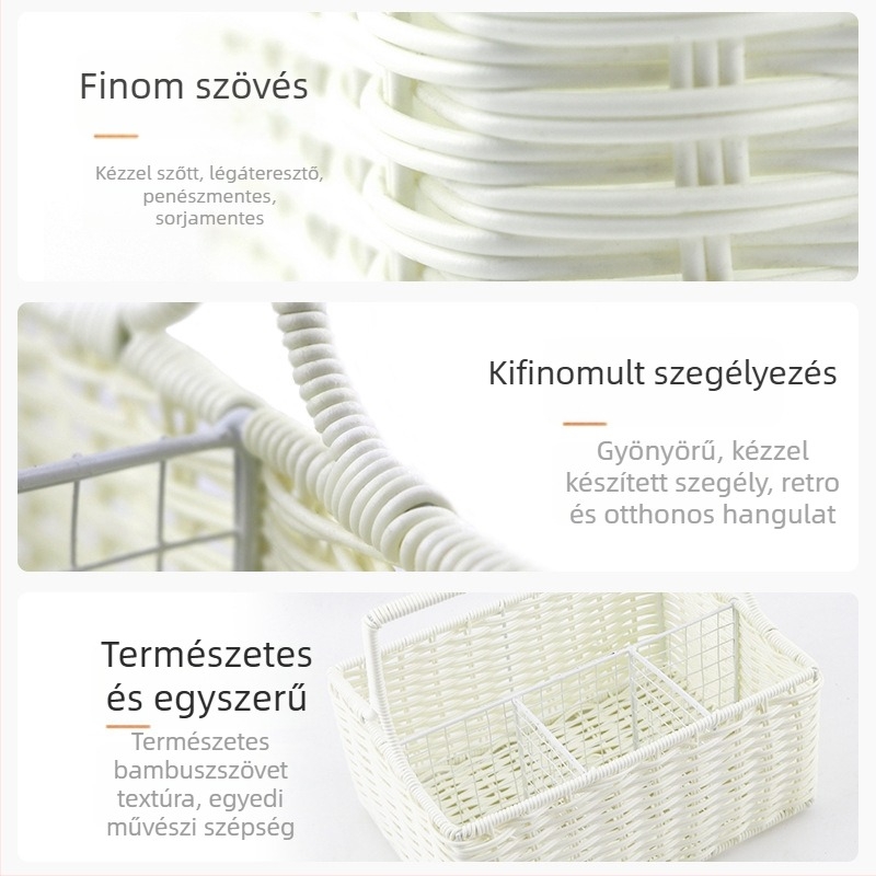 Rattan fonott rekeszes konyhai tárolókosár