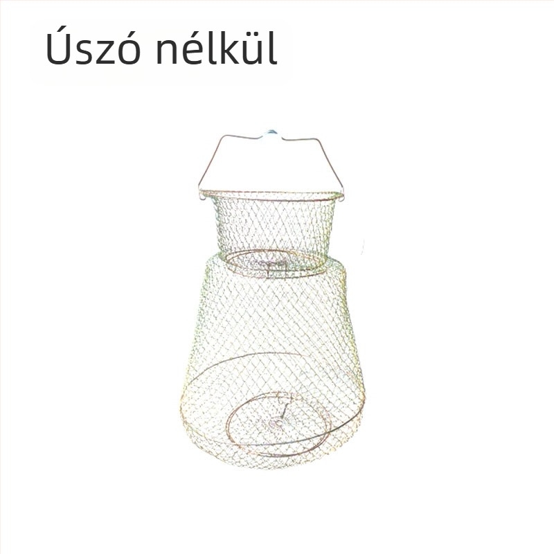 Ötvözöttvas halászkosár, összecsukható, úszóval – horgászati kiegészítő