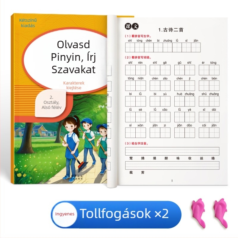 Első osztály: Pinyin olvasás és szavak írása gyakorlófüzet, diktálás, helyesírás és olvasás