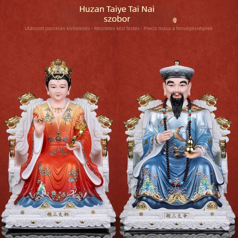 Husantai Isten és Istennő Szobrai, Imitáció Porcelánból, Festett Hu Huang Chang és a Négy Nagy Család figurái, Otthoni imádat céljából